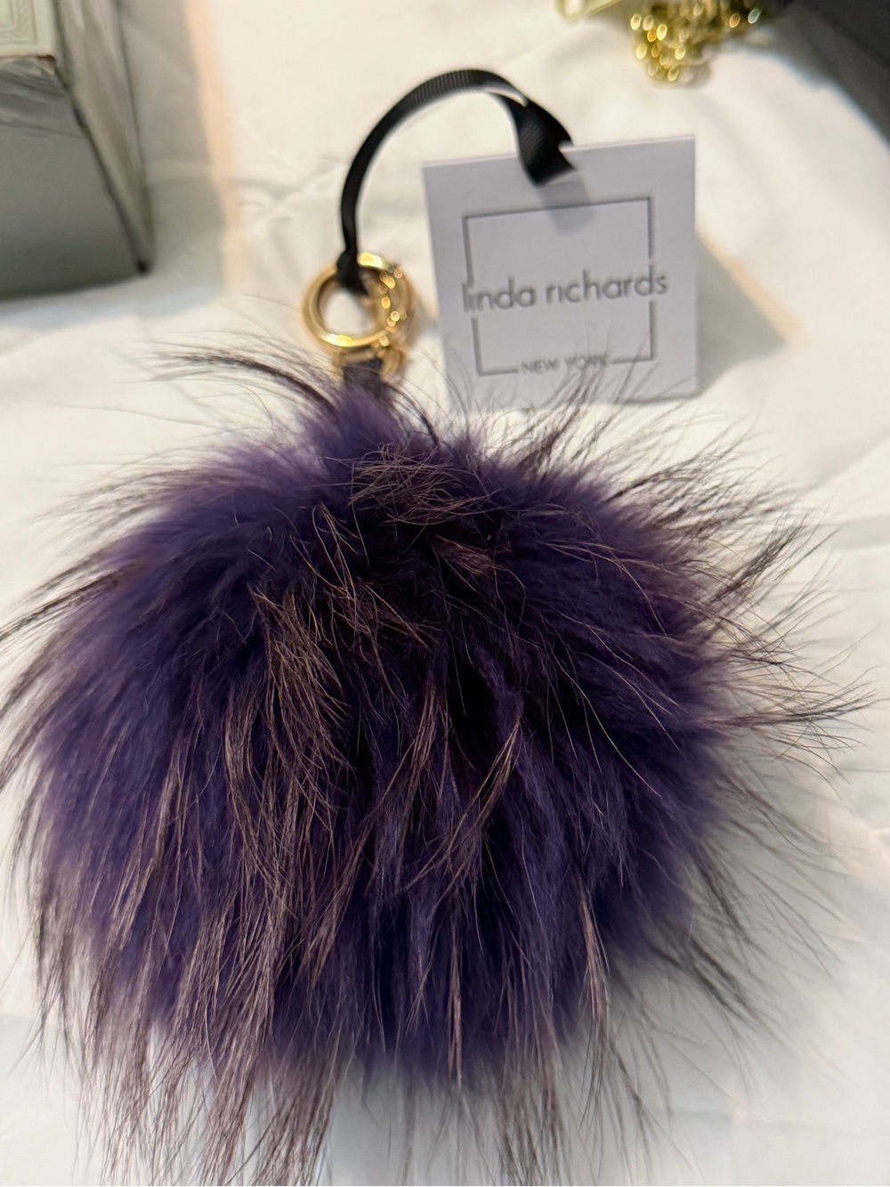 Linda Richards Purple Fur Pom Key